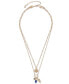 Фото #1 товара Lucky Brand gold-Tone Mixed Stone Moon & Feather Convertible Layered Pendant Necklace, 17" + 3" extender