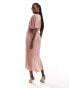 AX Paris short sleeve wrap plisse midi dress in pink