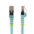 Фото #2 товара StarTech.com 0.50m CAT6a Ethernet Cable - 10 Gigabit Shielded Snagless RJ45 100W PoE Patch Cord - 10GbE STP Network Cable w/Strain Relief - Aqua Fluke Tested/Wiring is UL Certified/TIA - 0.5 m - Cat6a - U/FTP (STP) - RJ-45 - RJ-45
