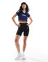 adidas Performance tiro cut 3-stripes crop jersey in blue