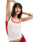 Фото #1 товара ASOS DESIGN square neck vest with contrast binding in white and red