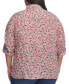 Фото #2 товара Plus Size Floral Roll-Tab Button-Up Shirt