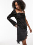 Фото #2 товара Tophop satin cowl neck one shoulder top in black