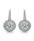 Round Cubic Zirconia Bezel Halo Dangle Earrings