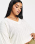 Brave Soul Plus kansas ribbed v-neck jumper in cream