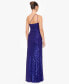 Juniors' Rosette Sequined One-Shoulder Gown
