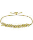 ფოტო #1 პროდუქტის Cubic Zirconia Feather Look Bolo Bracelet in 14k Gold-Plated Sterling Silver