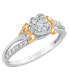 ფოტო #1 პროდუქტის Diamond Floral Cluster Two-Tone Ring (1/4 ct. t.w.) in Sterling Silver & 14k Rose Gold