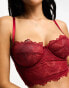 Фото #1 товара ASOS DESIGN Fuller Bust Rosie lace with detachable straps corset in burgundy