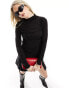 Фото #2 товара Vero Moda high neck ruched front long sleeved top in black