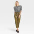 Women's Ankle Length Paper Bag Trousers- Who What Wear Green 2
