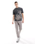 ASOS DESIGN relaxed t-shirt with floral print in charcoal