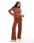 Фото #1 товара Vila textured stretch wide leg trouser co-ord in rust