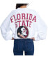 Фото #9 товара Women's White Florida State Seminoles Raw Hem Cropped Long Sleeve T-shirt