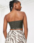 Jaded Rose Petite strapless corset top in khaki PU