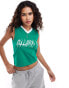 COLLUSION shrunken t-shirt with v neck and logo in green Зеленый, XS - EU 32-34 - фото #1