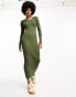 Фото #2 товара ASOS DESIGN Tall – Midi-Strickkleid in Khaki mit Rückenausschnitt