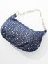 ASOS DESIGN denim diamante chain shoulder bag in blue