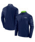 ფოტო #4 პროდუქტის Men's College Navy Seattle Seahawks Ringer Quarter-Zip Jacket