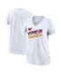 ფოტო #1 პროდუქტის Women's White Washington Commanders Slant Logo Tri-Blend V-Neck T-shirt