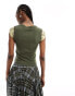 Фото #4 товара Reclaimed Vintage 98 lace cap sleeve baby tee in khaki