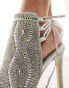 Фото #6 товара Azalea Wang Delanie embellished open to high heeled sandals in silver