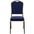 Фото #3 товара Hercules Series Crown Back Stacking Banquet Chair In Navy Blue Dot Patterned Fabric - Gold Vein Frame