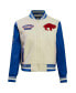 ფოტო #4 პროდუქტის Women's Cream Distressed Buffalo Bills Retro Classic Vintage-Like Full-Zip Varsity Jacket