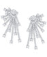 Cubic Zirconia Sunburst Drop Earrings in Sterling Silver