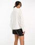 Фото #3 товара YAS broderie shirt with scalloped cuffs in white - WHITE