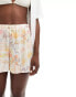 Miss Selfridge linen look pull on shorts in postcard print