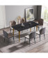 Фото #3 товара 63" Modern Artificial Stone Black Curved Golden Metal Leg Dining Table -6 People
