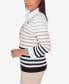 ფოტო #3 პროდუქტის Women's Neutral Territory Collar Trimmed Embellished Stripe Sweater