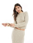 Vero Moda textured long sleeved top co-ord in beige Серый, M - фото #2