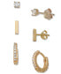 ფოტო #1 პროდუქტის 3-Pc. Set Cubic Zirconia Stud & Hoop Earrings in 18k Gold-Plated Sterling Silver, Created for Macy's