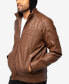 Men's Grainy Polyurethane Leather Hooded Jacket with Faux Shearling Lining