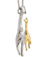 Фото #2 товара Macy's diamond Giraffe Mother & Child 18" Pendant Necklace (1/10 ct. t.w.) in Sterling Silver & 10k Gold