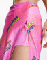 COLLUSION – Midi-Skort in Rosa mit Schlitzdetail und Collusion-Print