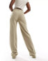 Pull&Bear high waisted tailored trousers in dark beige