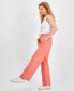 Фото #3 товара Women's High-Rise Wide-Leg Twill Pants, Created for Macy's