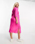 Mamalicious Maternity long sleeve wrap midi dress in pink