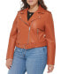 Фото #4 товара Plus Size Faux Leather Belted Motorcycle Jacket