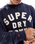 Superdry Vintage athletic crew sweatshirt in rich navy