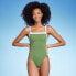 Фото #1 товара Women's Square Neck Wide Binding One Piece Swimsuit - Shade & Shore Olive Green