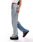 Mango mixed denim straight leg jeans in blue