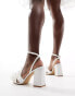 Фото #3 товара Be Mine Wide Fit Bridal Issa tulle pearl bow block heel sandals in ivory