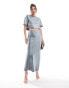 Фото #4 товара 4th & Reckless cropped satin t-shirt co-ord in steel grey