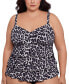 Plus Size Leopard-Print Tiered Tankini Top, Created for Macy's