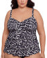 ფოტო #1 პროდუქტის Plus Size Leopard-Print Tiered Tankini Top, Created for Macy's