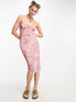 Фото #1 товара COLLUSION tie detail printed midi summer dress in pink